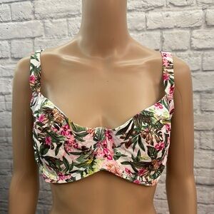 Victoria's Secret Floral Bikini Top - Pink and Green